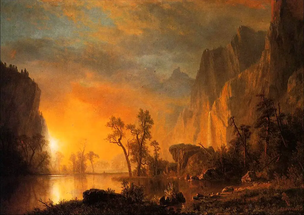 Sunset in the Rockies in Detail Albert Bierstadt